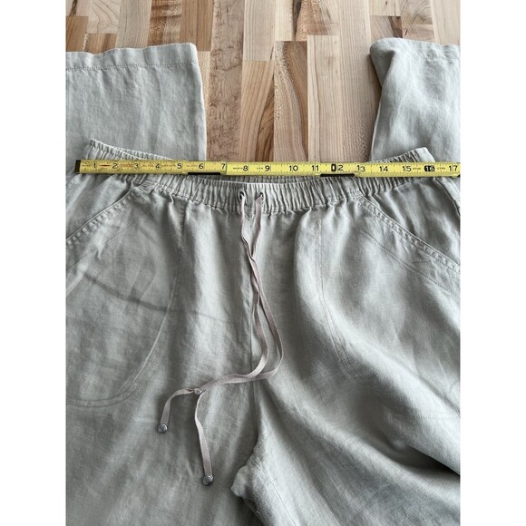 Max Studio 100% Linen Drawstring Wide Leg Trouser Pants Lightweight Tan XL - Picture 7 of 9